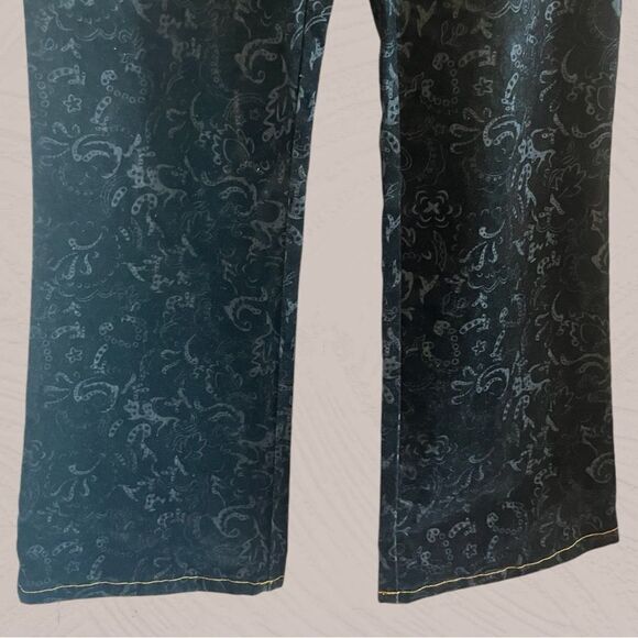 90s vintage black velvet jacquard mid rise bootcut pants - Picture 4 of 12